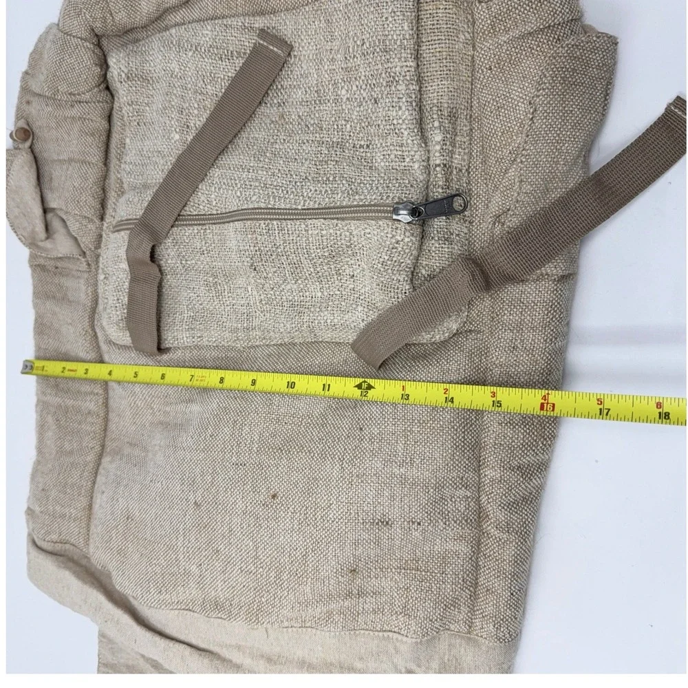 Pure Hemp Backpack Made in Nepal Beige Rucksack THC Free Day Pack Lightweight